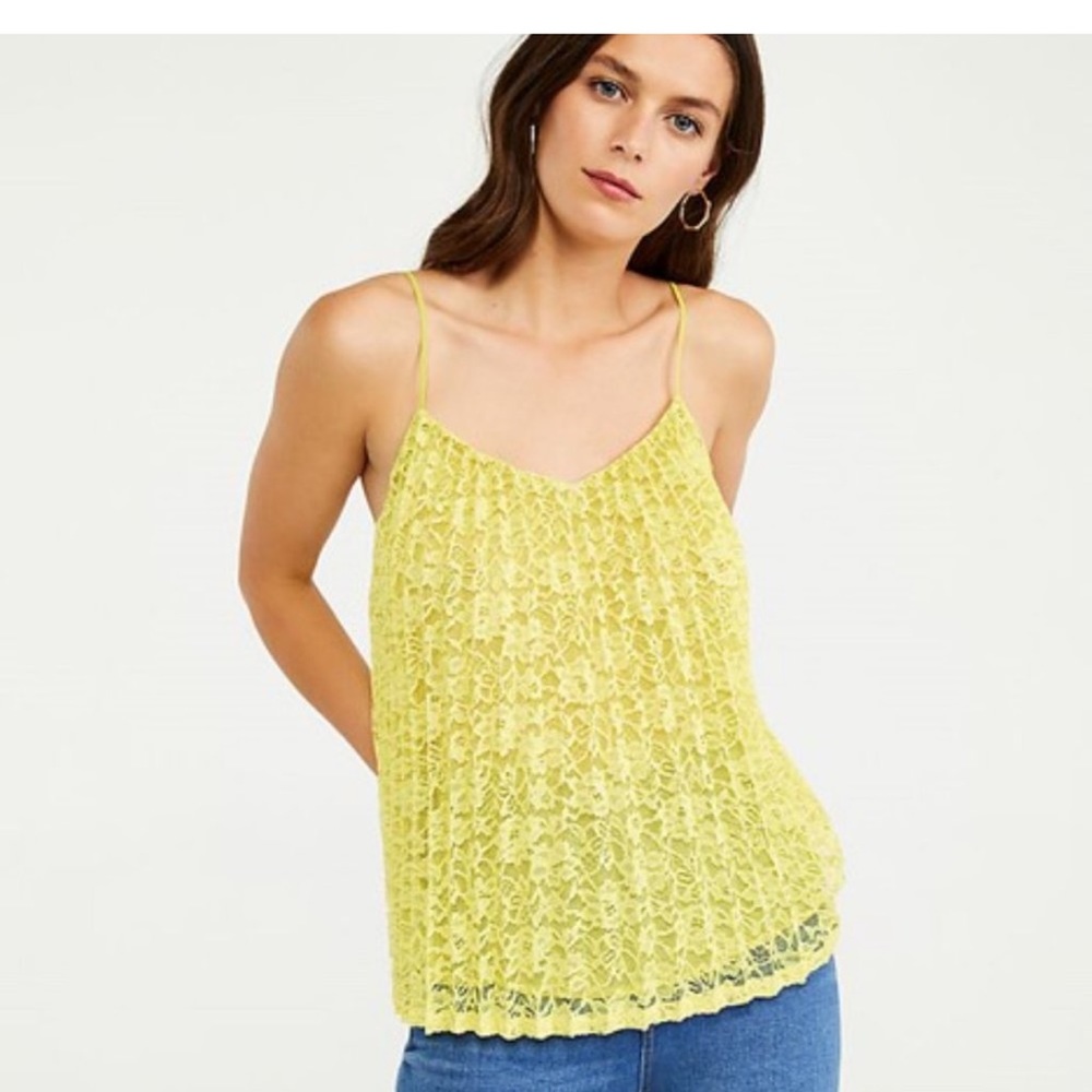 Ann Taylor Pleated Lace Cami Tank Top. Size L